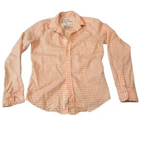 Frank & Eileen Barry Peach Striped Button-up Signature Crinkle Shirt